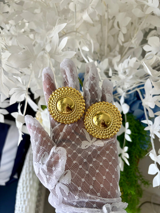 Nubian Goddess Medium Gold Studded Earrings