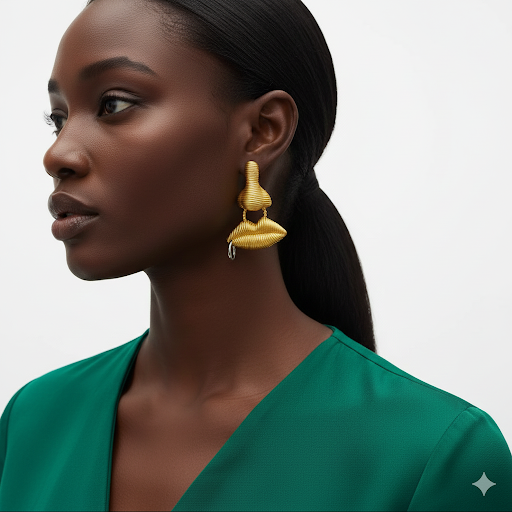 Mouth Pierced Nose Gold Color Earrings