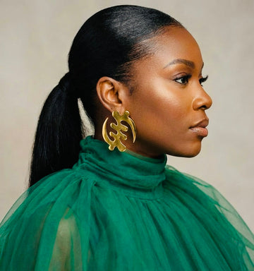 Gye Nyame Adinkra XL Gold Studded Earrings