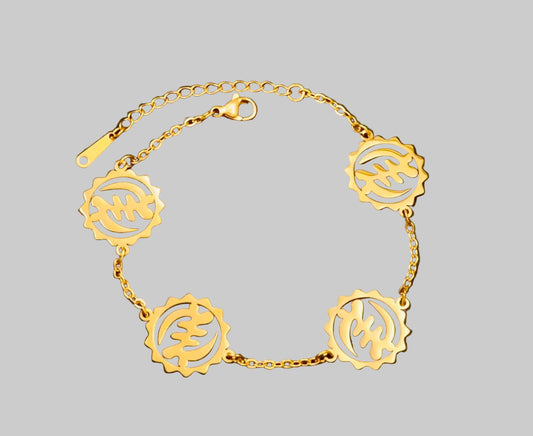Gye Nyame Adinkra Charms Gold Bracelet