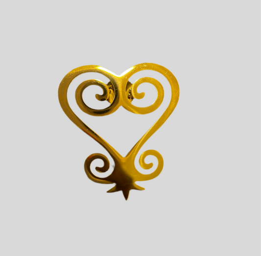Sankofa Adinkra Gold Brooch