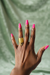 Gye Nyame Goddess Adinkra Charm Size 7 Gold Ring