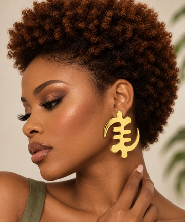 Gye Nyame Adinkra Large Gold Studded Earrings