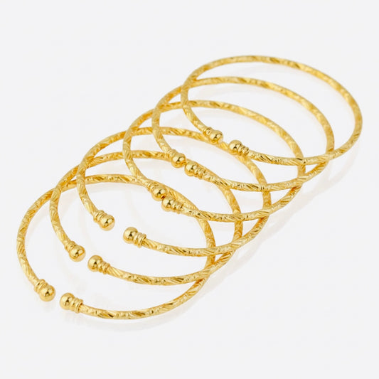 6 piece 24 karat Gold Plated bangle and bracelets