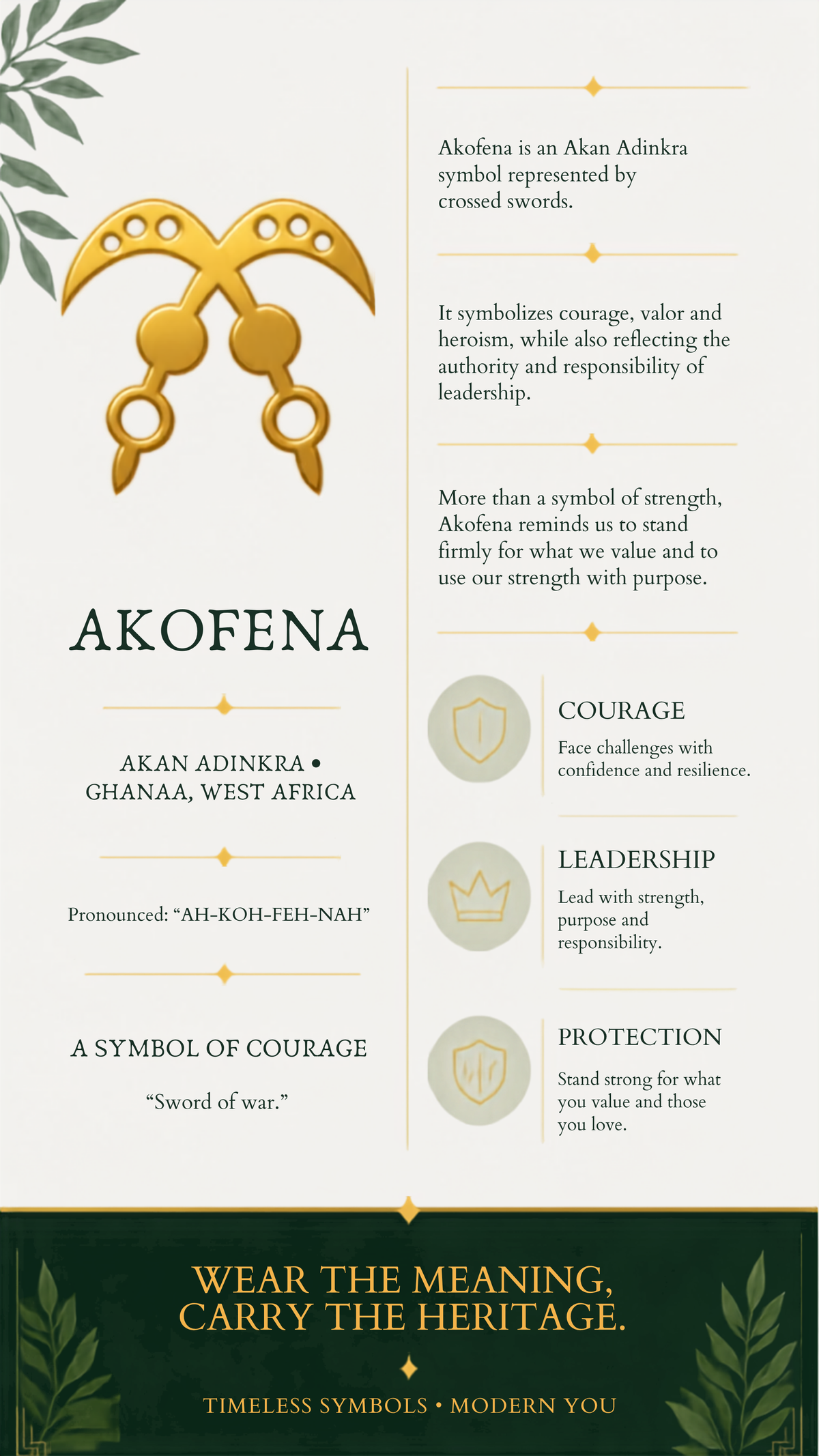Akofena Gold Color Adinkra Symbol Brooch