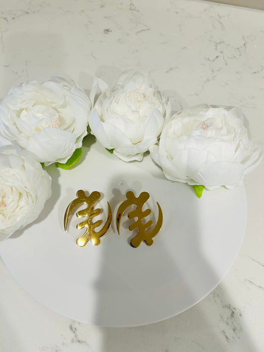 Gye Nyame Adinkra XL Gold Studded Earrings