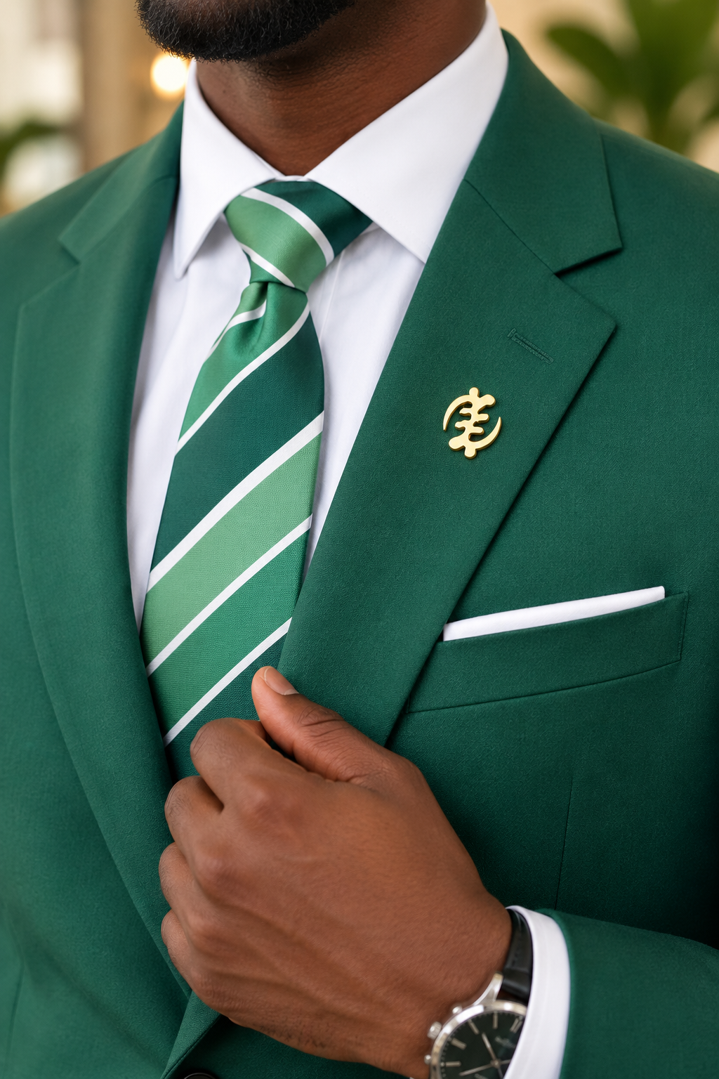 Gye Nyame Adinkra Gold Brooch