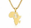 Gold African Map Gye Nyame Adinkra hollow Cut out Necklace