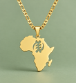 Gold African Map Gye Nyame Adinkra hollow Cut out Necklace