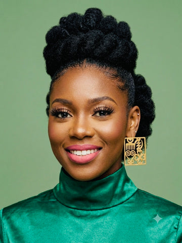 Adinkra Select Square Shaped Studded Gold Earrings