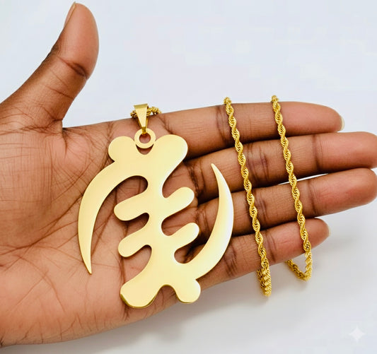 Gye Nyama XL Adinkra Gold Necklace