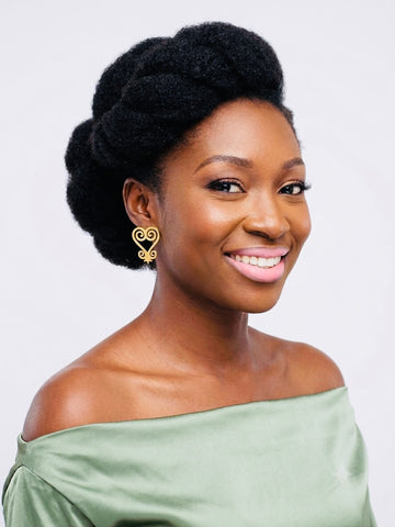 Sankofa Adinkra Studded Gold Earrings