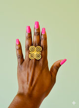 Dwennimmen Adinkra Adjustable Gold Ring