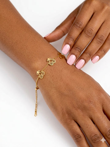 Sankofa Adinkra Charms Gold Bracelet