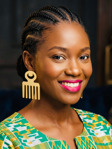 Duafe Adinkra Symbol Studded Earrings XL
