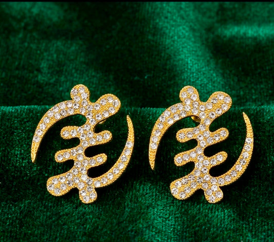 Gye Nyame Crystal Stud Earrings