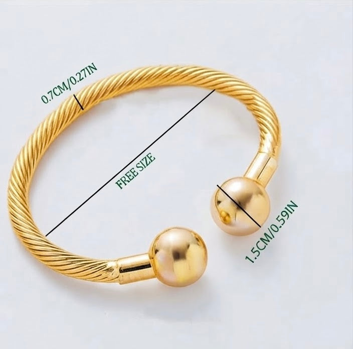 1 Piece Adjustable Twisted Cuff Bangle for women Stainless Steel Gold Plated