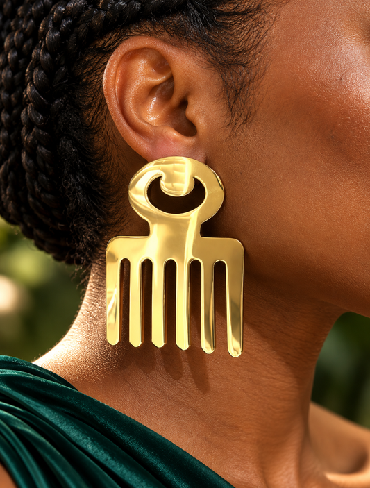 Duafe Adinkra Symbol Studded Earrings XL