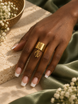 Gye Nyame Goddess Adinkra Charm Size 7 Gold Ring