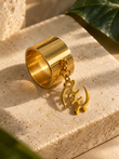 Gye Nyame Goddess Adinkra Charm Size 7 Gold Ring