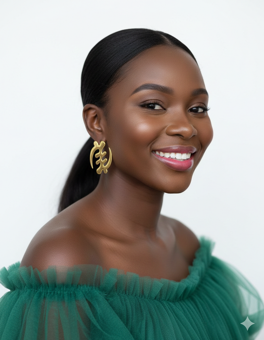 Gye Nyame Adinkra Medium Gold earrings