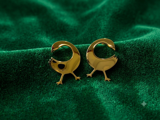 Sankofa Adinkra Studded Gold Earrings