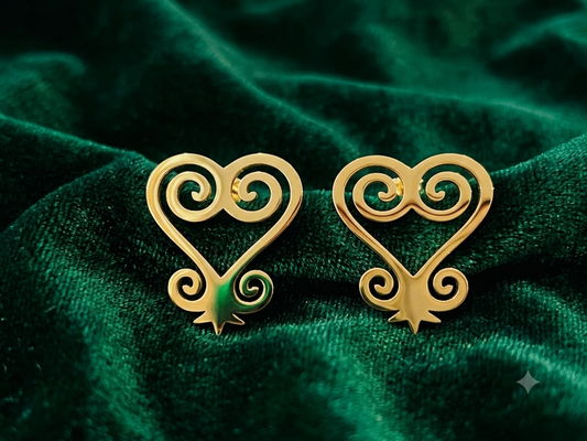 Sankofa Adinkra Studded Gold Earrings