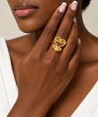 Sankofa Adinkra Adjustable Gold Ring