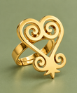 Sankofa Adinkra Adjustable Gold Ring